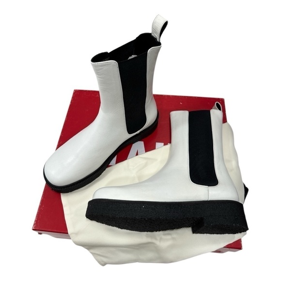 STAUD Palamino White Leather Black Gore Ankle Chelsea Boots size 36 US 6 NWB - Picture 8 of 12